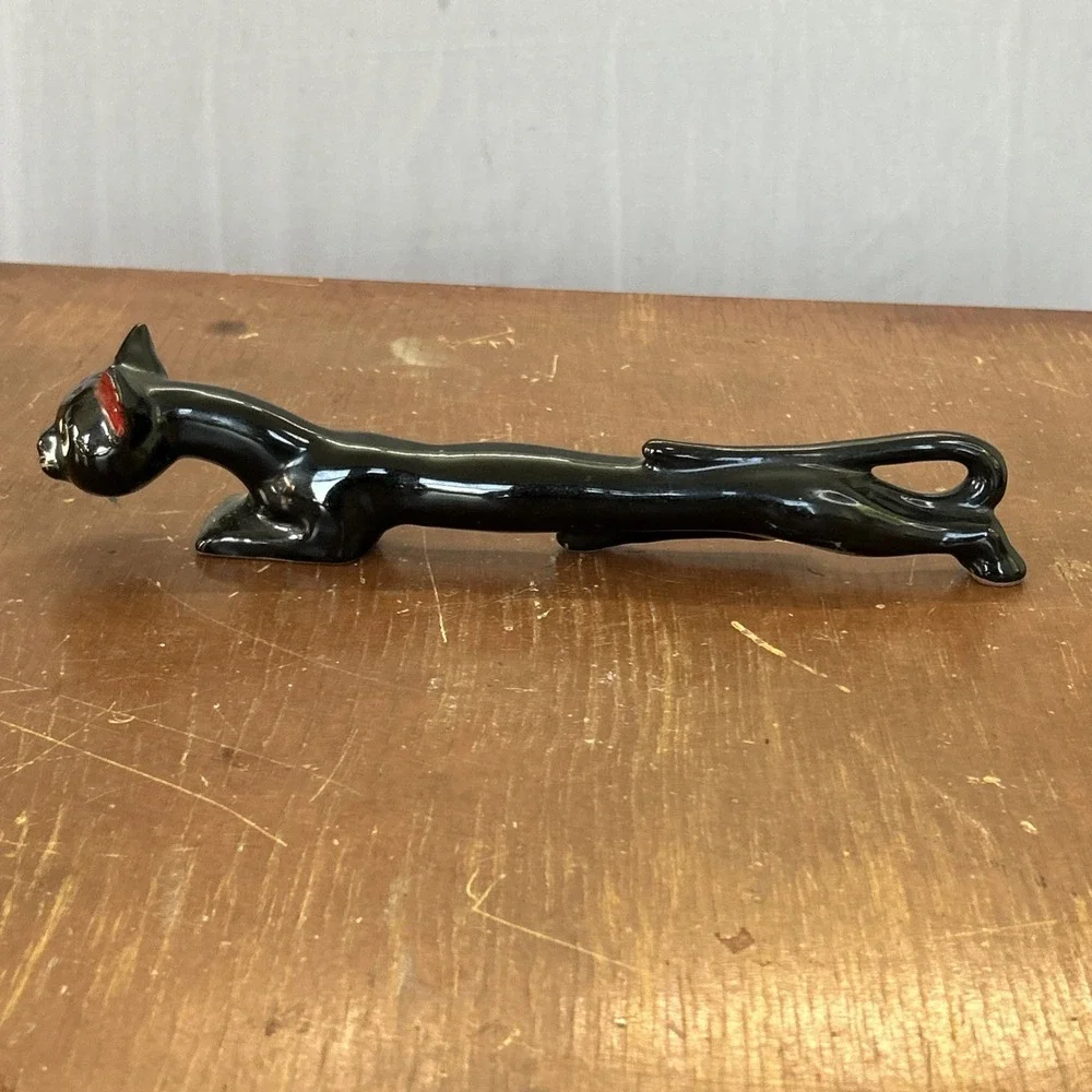 Vintage Stretch Cat Salt Shaker Mid Century Art Deco